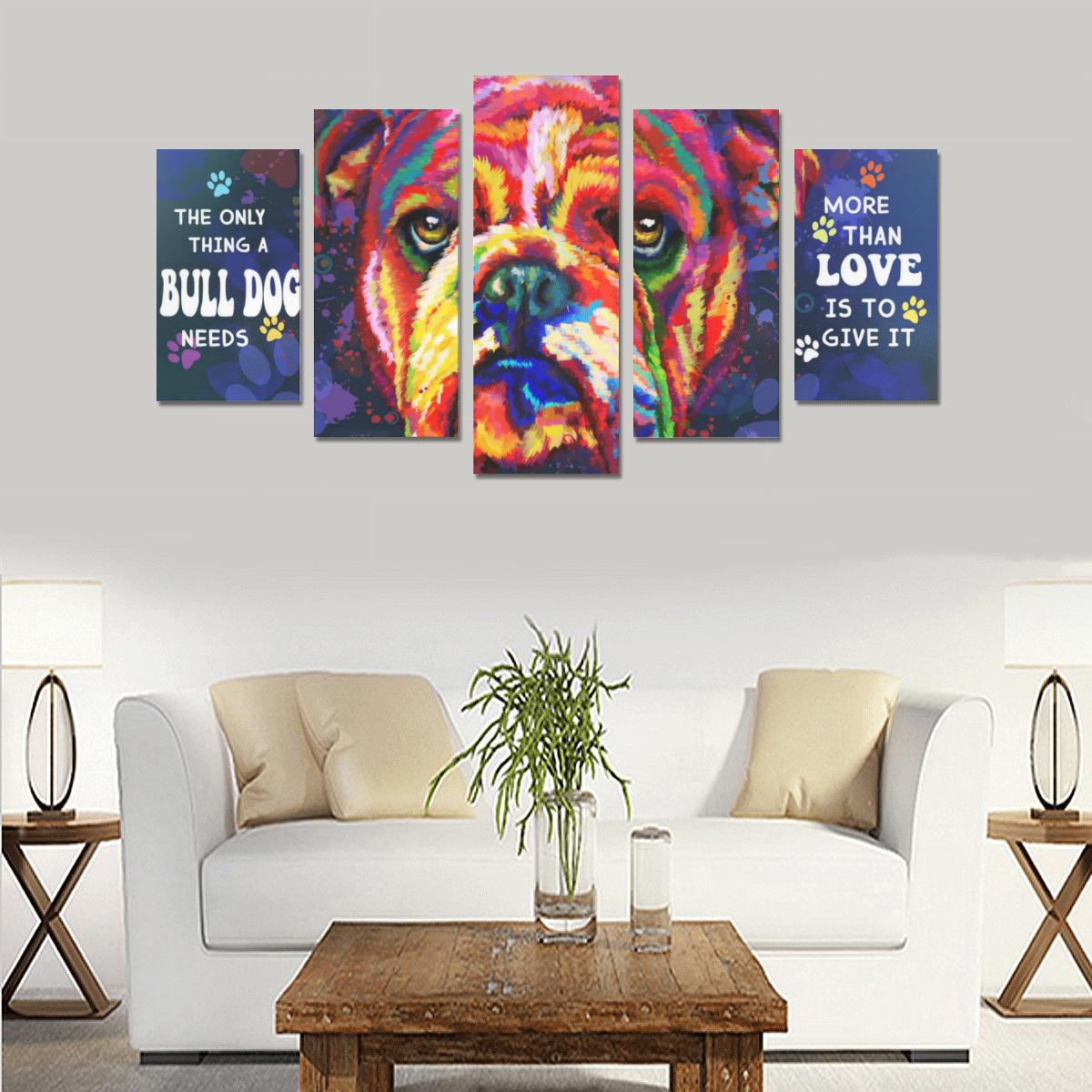 Bulldog Canvas Wall Art  5-Pieces