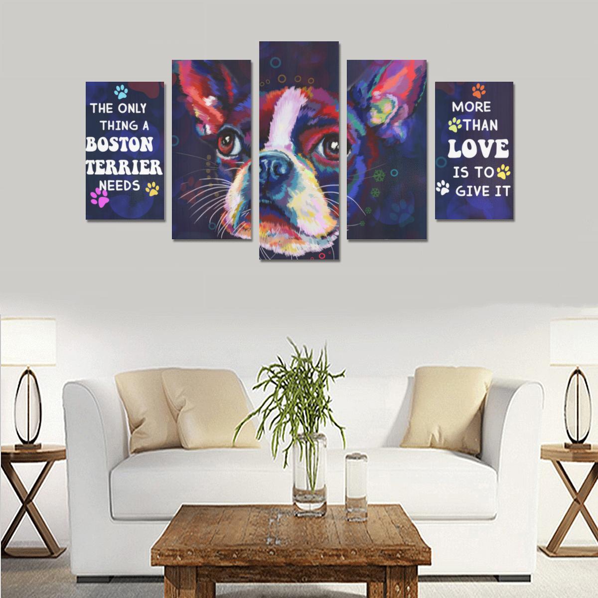Boston Terrier  Canvas Wall Art 5-Pieces