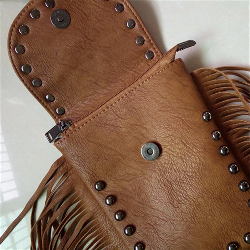 GOTHIC SKULL RIVETS TASSEL SHOULDER BAG