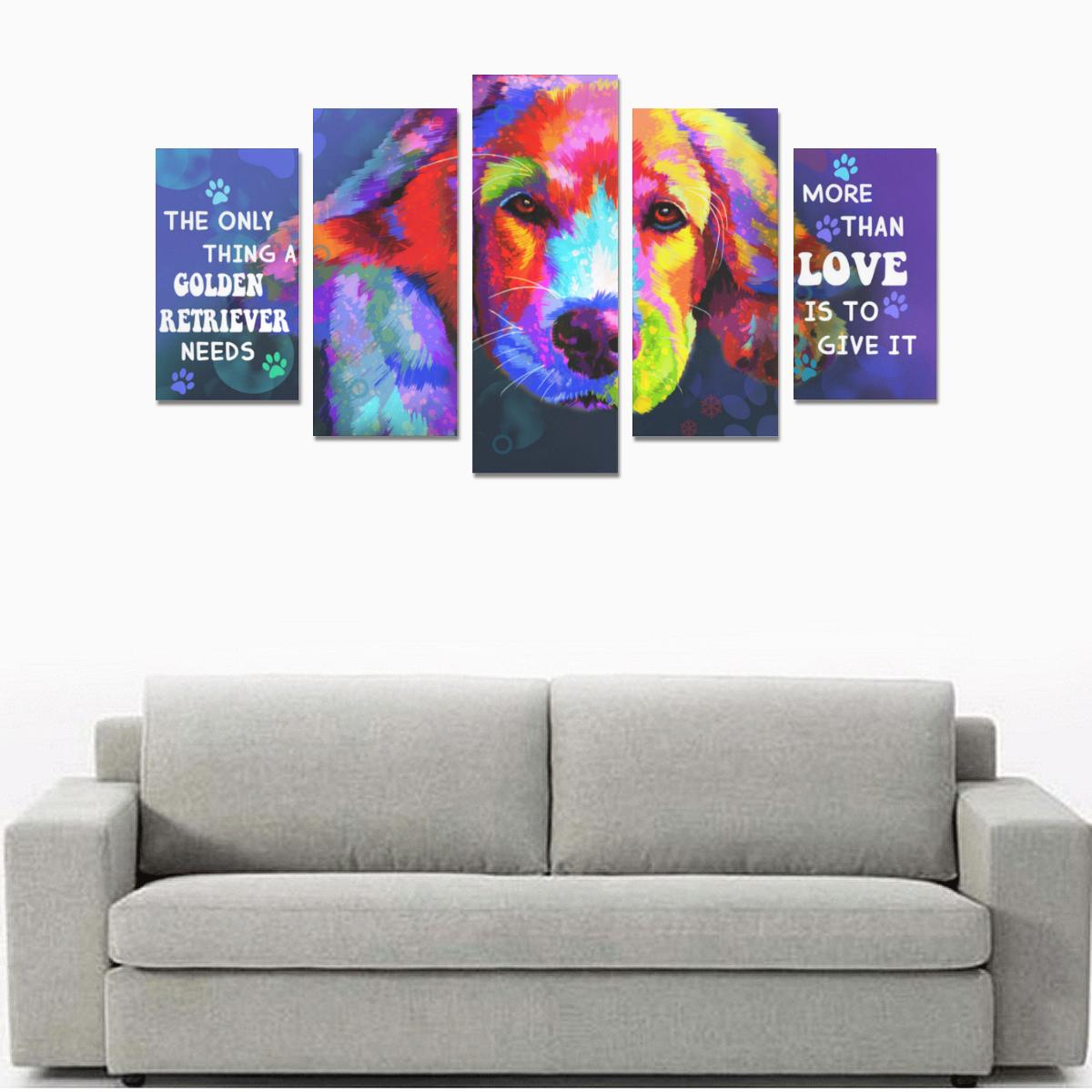 Golden Retriever Canvas Wall Art 5-Pieces
