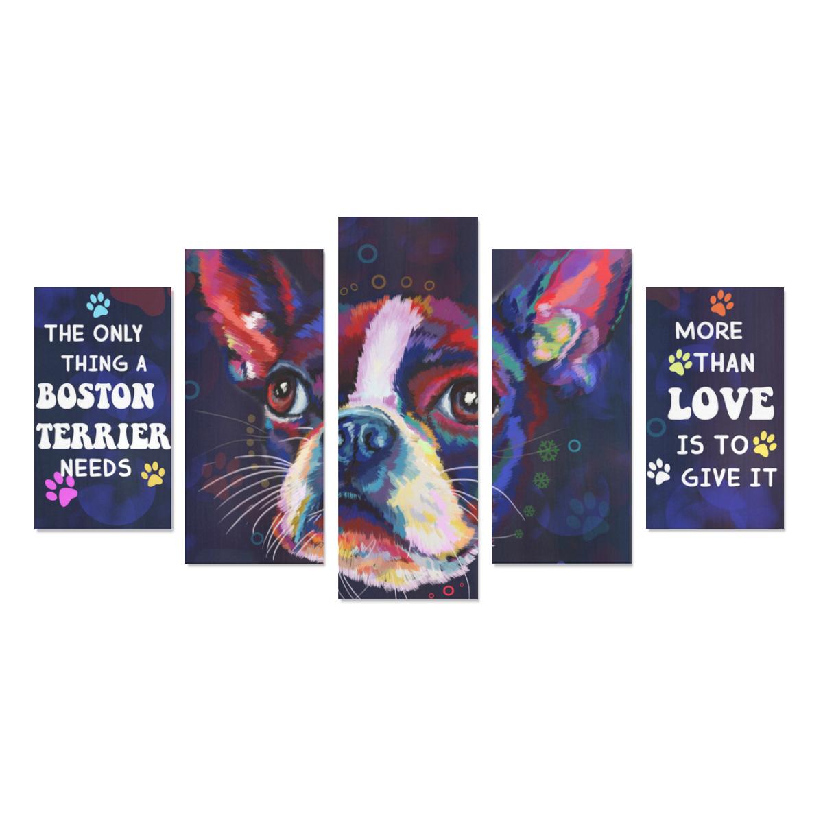 Boston Terrier  Canvas Wall Art 5-Pieces