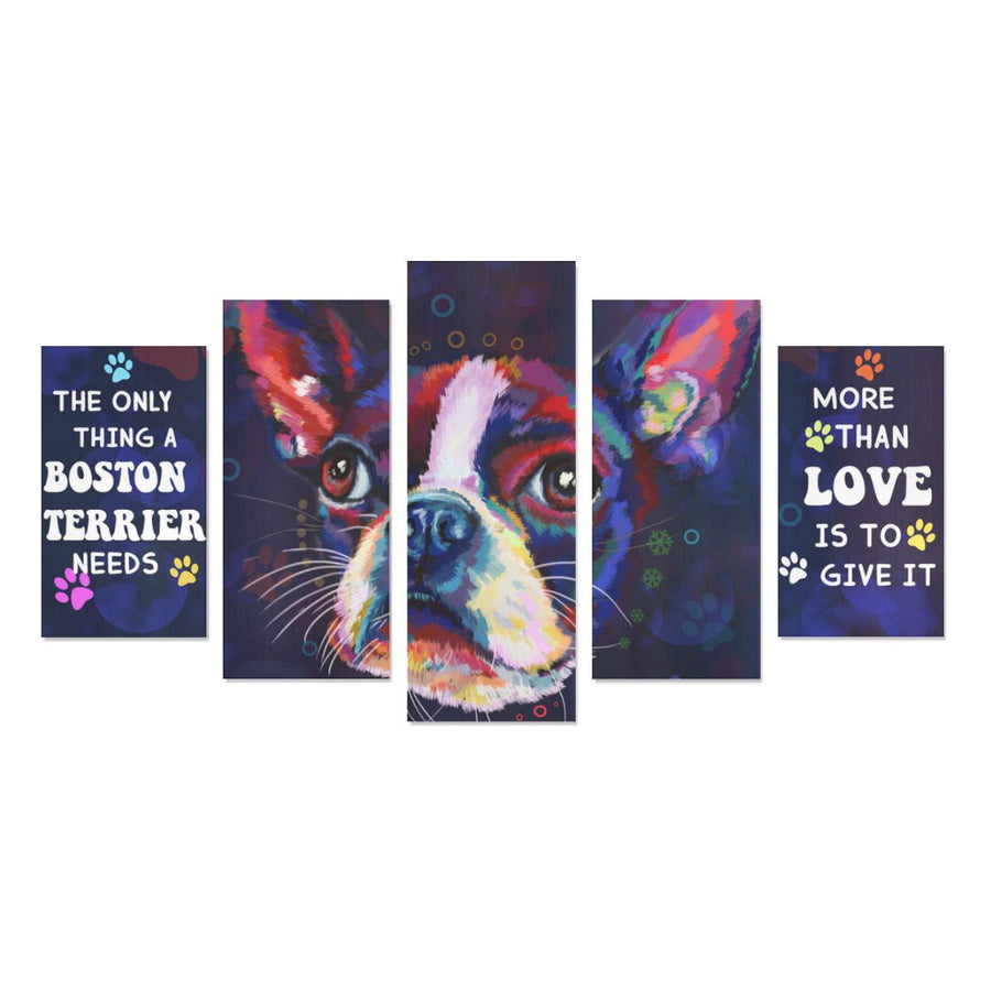Boston Terrier  Canvas Wall Art 5-Pieces