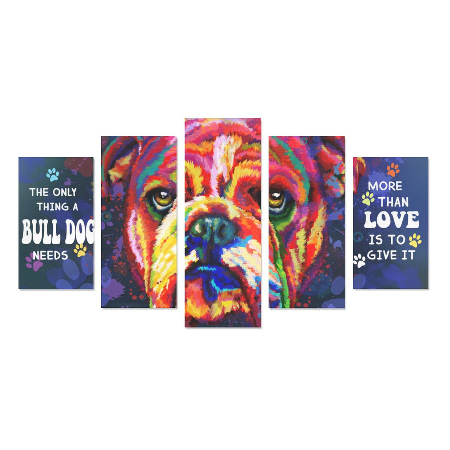 Bulldog Canvas Wall Art  5-Pieces