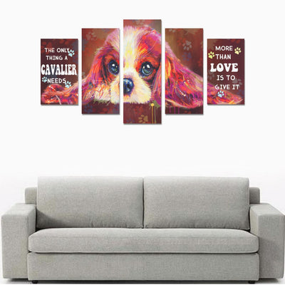 Cavalier King Charles Spaniel Canvas Wall Art  5-Pieces