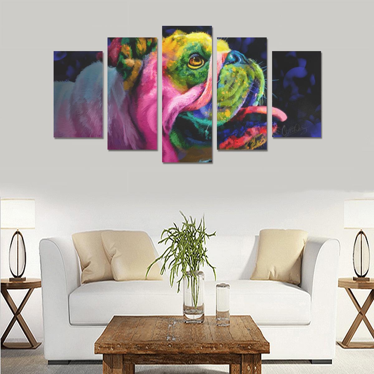 Bulldog Canvas Wall Art  5-Pieces