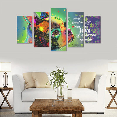 Boston Terrier Canvas Wall Art  5-Pieces