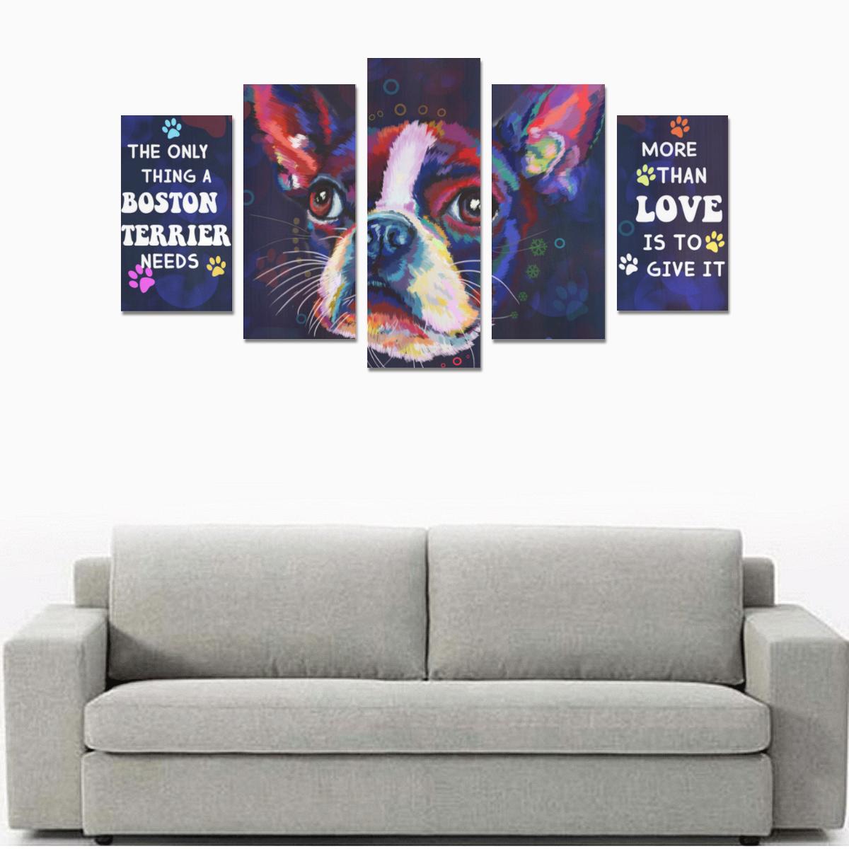 Boston Terrier  Canvas Wall Art 5-Pieces