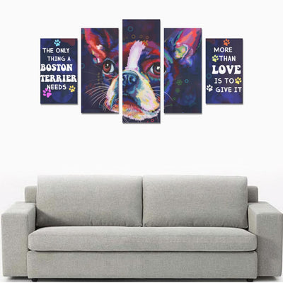 Boston Terrier  Canvas Wall Art 5-Pieces