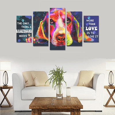 Basset Hound Canvas Wall Art  5-Pieces