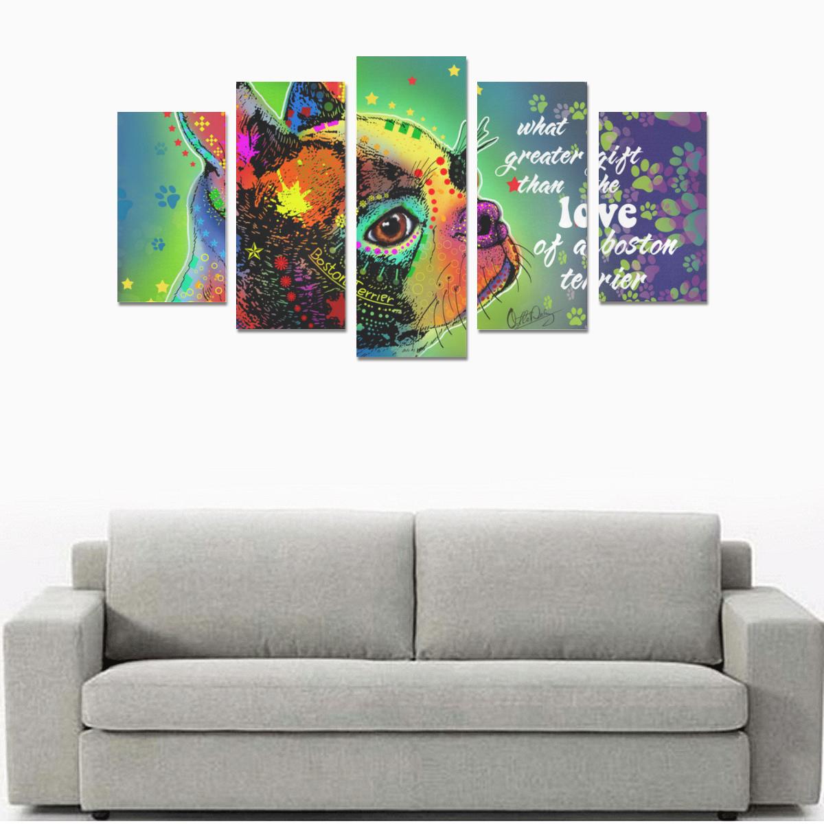 Boston Terrier Canvas Wall Art  5-Pieces