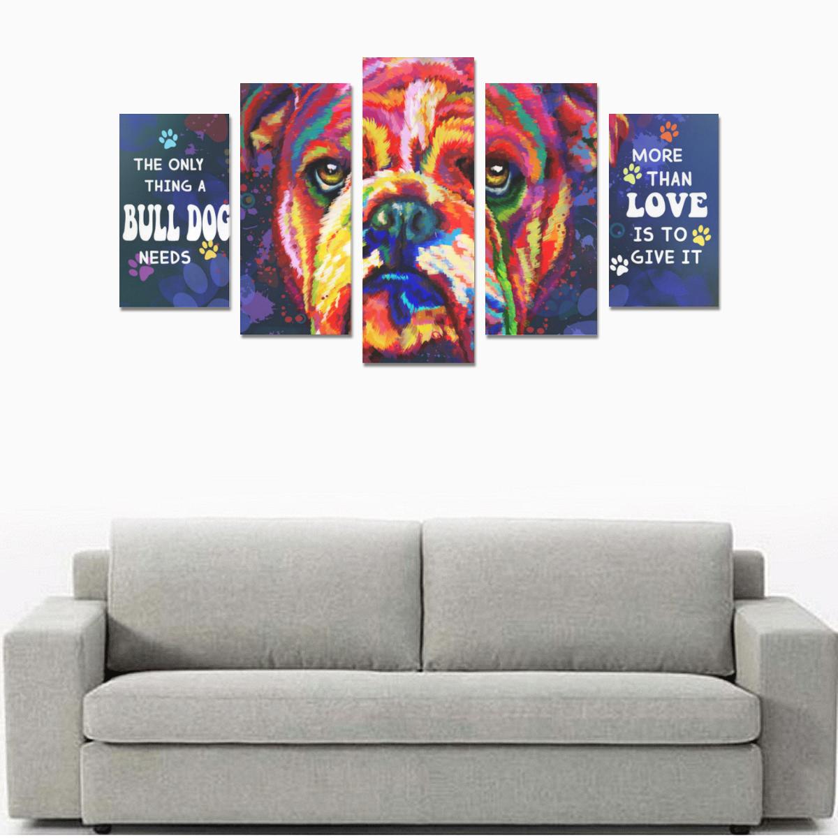 Bulldog Canvas Wall Art  5-Pieces