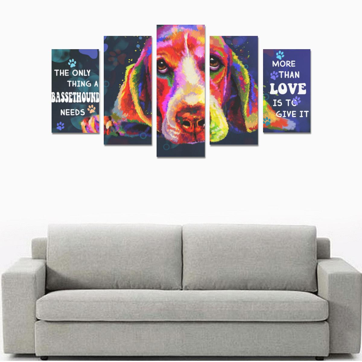 Basset Hound Canvas Wall Art  5-Pieces