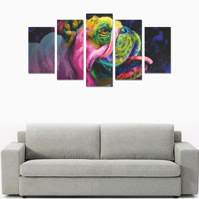 Bulldog Canvas Wall Art  5-Pieces